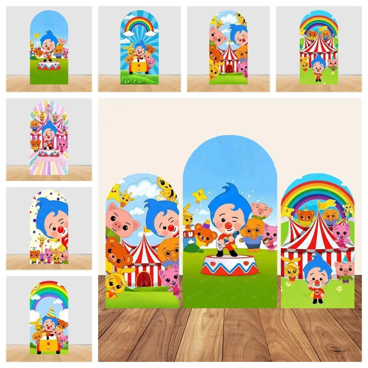 Cute Plims Arched Photography Background Set Elastic Material Children's Birthday Party Banner Cartoon Photo Decoration Supplies