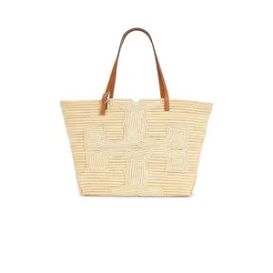 Tory Burch Ella Structured Straw Large Tote in Natural