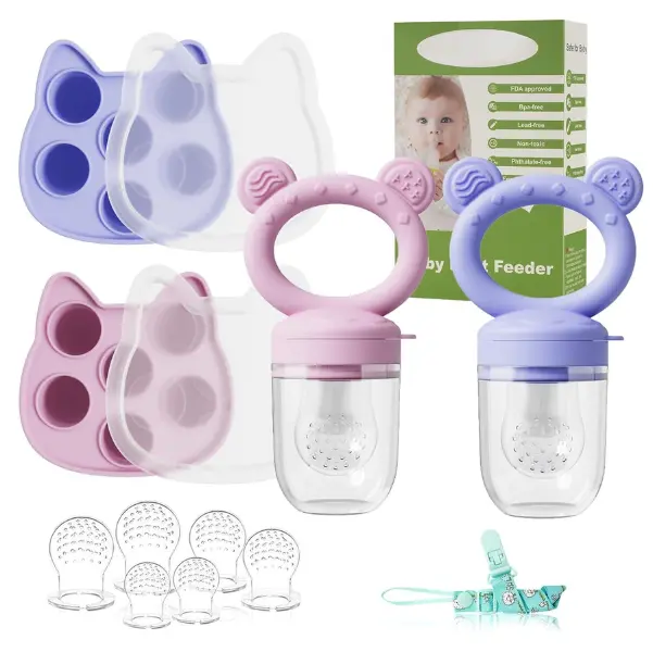 Baby Breastmilk Popsicle Molds & Baby Fruit Feeder,Infant Food Freezer Tray Storage Containers,Silicone Teething Pacifier Feeder and Teether for Babies,Boys and Girls