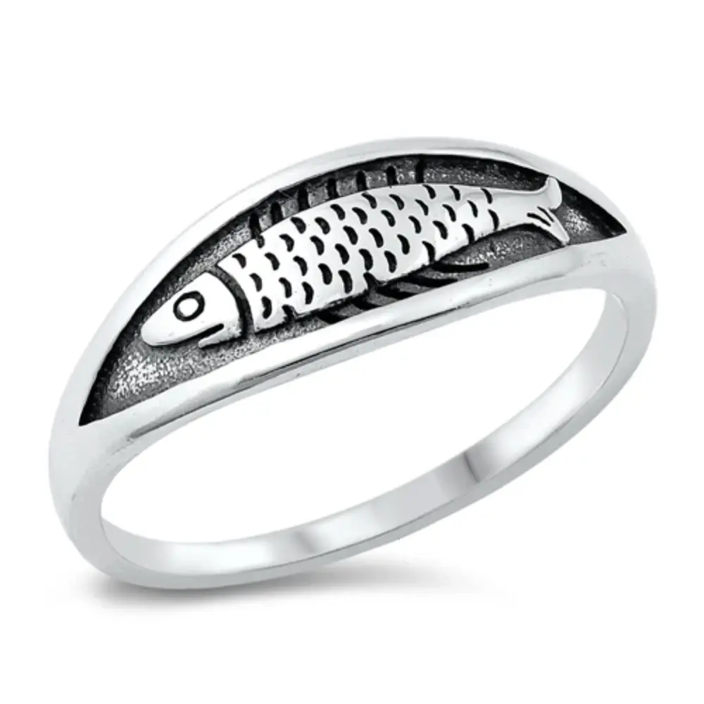 Fish Ring - Oxidized 925 Sterling Silver