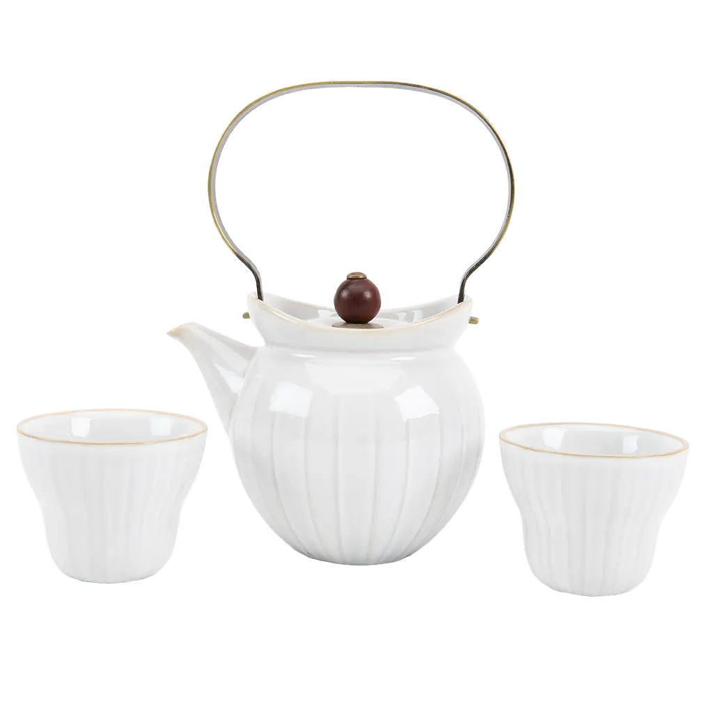 White Teapot and Teacup Set