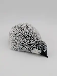 Lying Fluffy Little Penguin UV Reactive Winter Decor PLA Plastic 4.75x3.25x2 Inches Black and White-to-Blue Finish Arctic Charm for Holiday Decor Magical Ornaments
