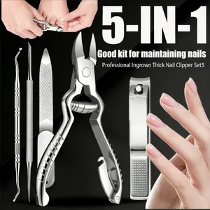 Complete 5-Piece Set - Includes Clipper, File, Lifter, Cleaner & Standard Clipper - Manicure Pedicure Kit