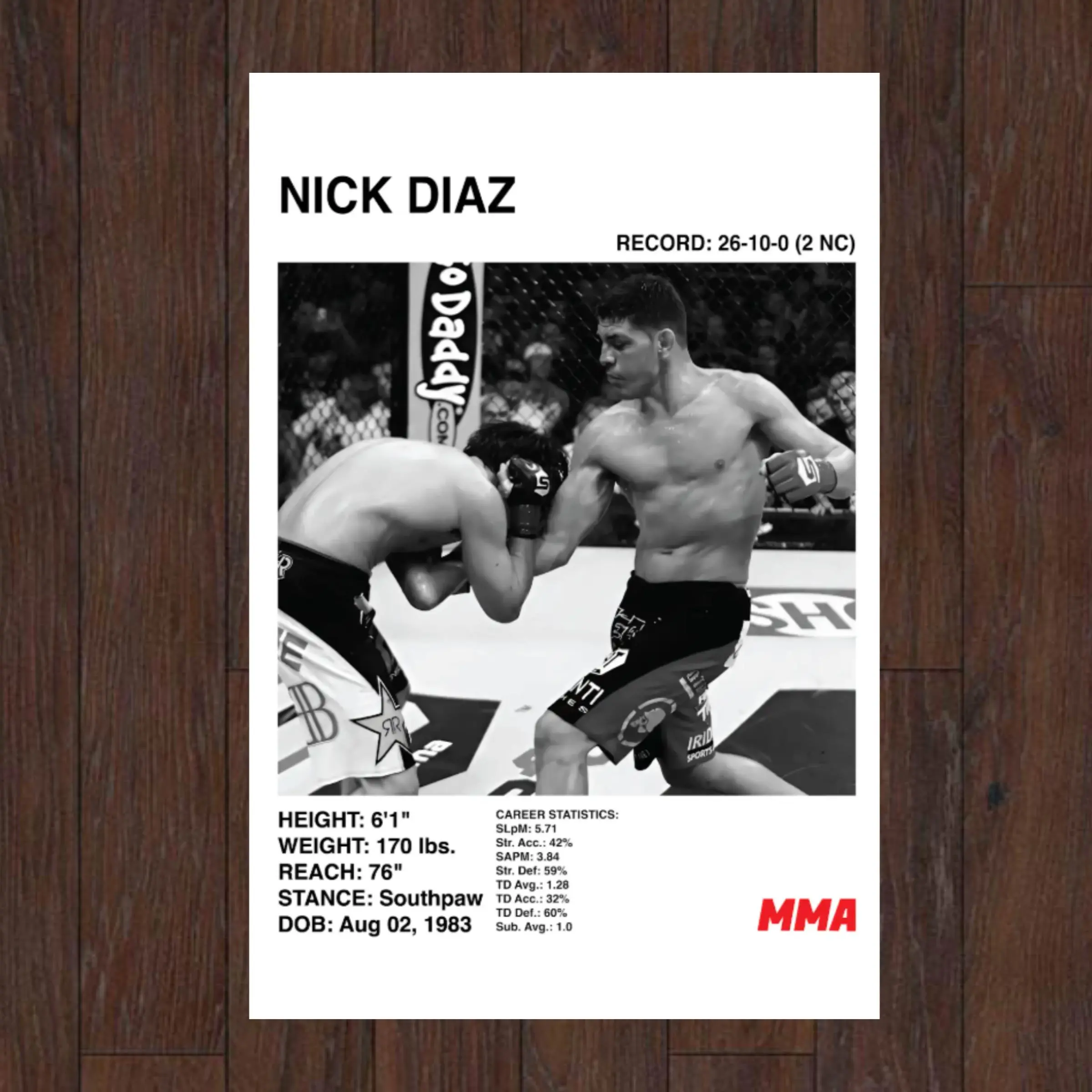 Nick Diaz Poster, Nick Diaz Print, The Diaz Brothers Artistic Decor