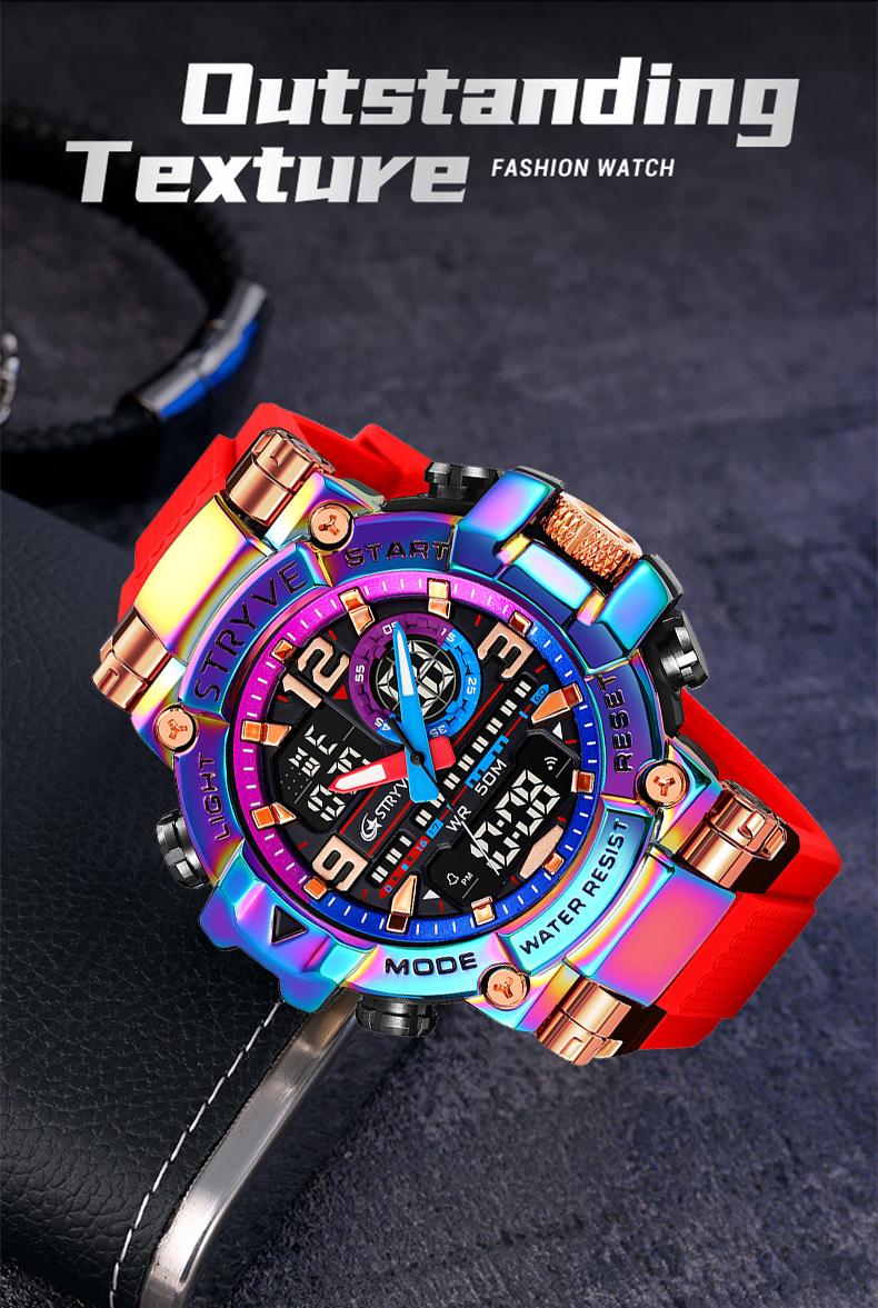 【Holiday Haul】Men's Colorful Punk Style Quartz Watch, Multi.Functional Waterproof Dual Display Wristwatch, TrendyFashion Sport Watch, Birthday Gift with Gift Boxfashionable wristwatch multifunctional men 【Holiday Haul】Men's Colorful Punk Style Quartz Watch, Multi.Functional Waterproof Dual Display Wristwatch, TrendyFashion Sport Watch, Birthday Gift with Gift Boxfashionable wristwatch multifunctional men