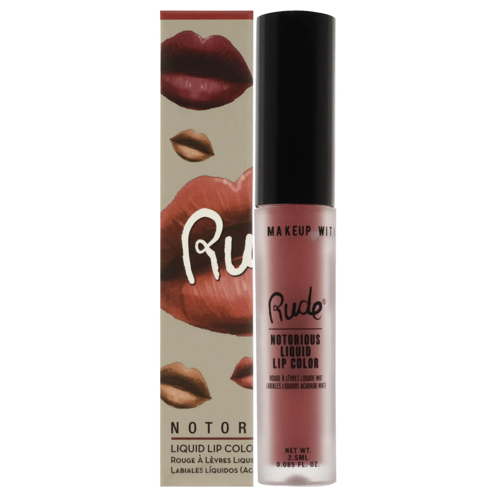 Women's Notorious Liquid Lip Color Makeup - Sinister Villain by Rude Cosmetics, 0.1oz, Bold Look, Precise Tip Lipstick