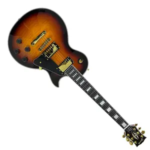 Classic Sunburst gradient guitar Flame Maple Top Gold Part Mahogany Body