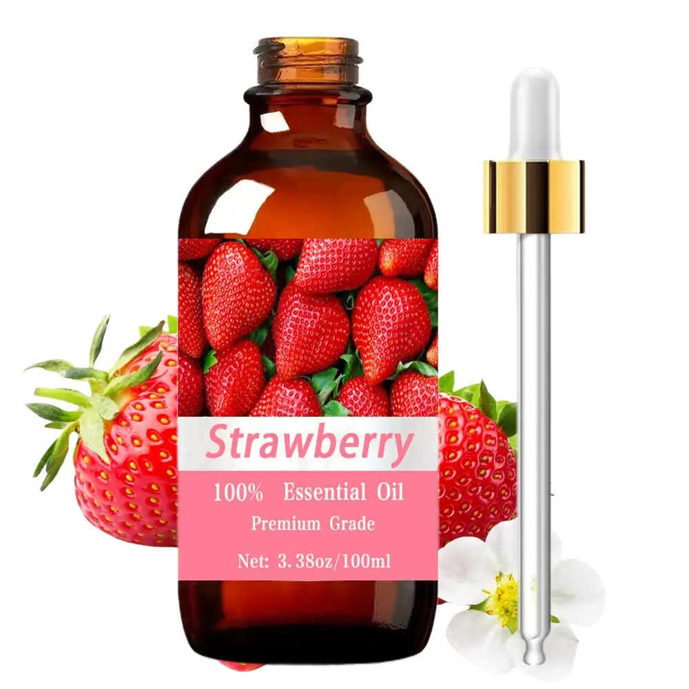Strawberry Essential Oil 100ML/3.38oz, Pure Perfume Grade, Aromatherapy Scented Oils, Premium Grade, Hair & Skin Care, Massage, Diffuser, Cleaning, Natural Scent, Fruity Scent, Long-Lasting Moisturizing