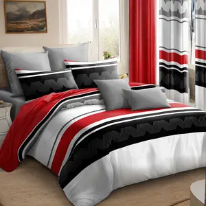 9 Piece Microfiber Bedding Set with Bedspread Pillowcases and Curtains Bohemian Geometric Patterns for Bedroom Dorm Room Home Decor Queen King Full Size Fall Winter Gift Ideal for Christmas Farmhouse Style Soft and Cozy 11