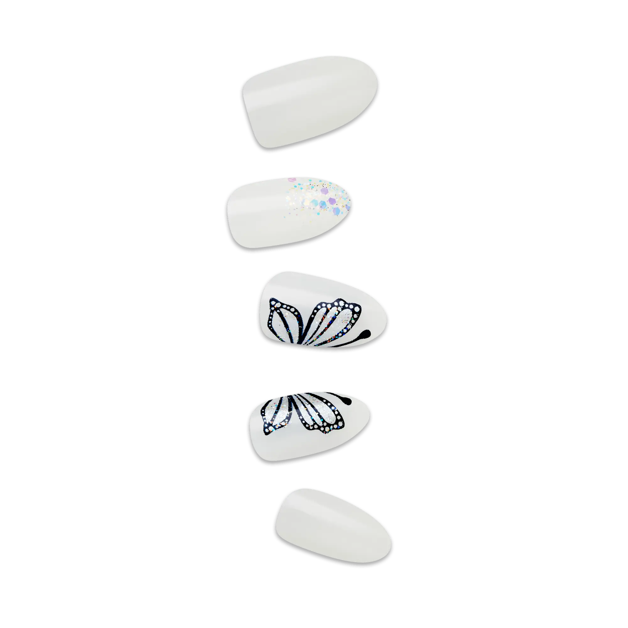 Impress Design No Glue Fake Press On Nails - Dazzle | Design, White, Medium, Almond, Manicure
