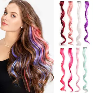 12-piece set of colorful curly hair extensions, ear-hanging, seamless, one-piece highlights and curls