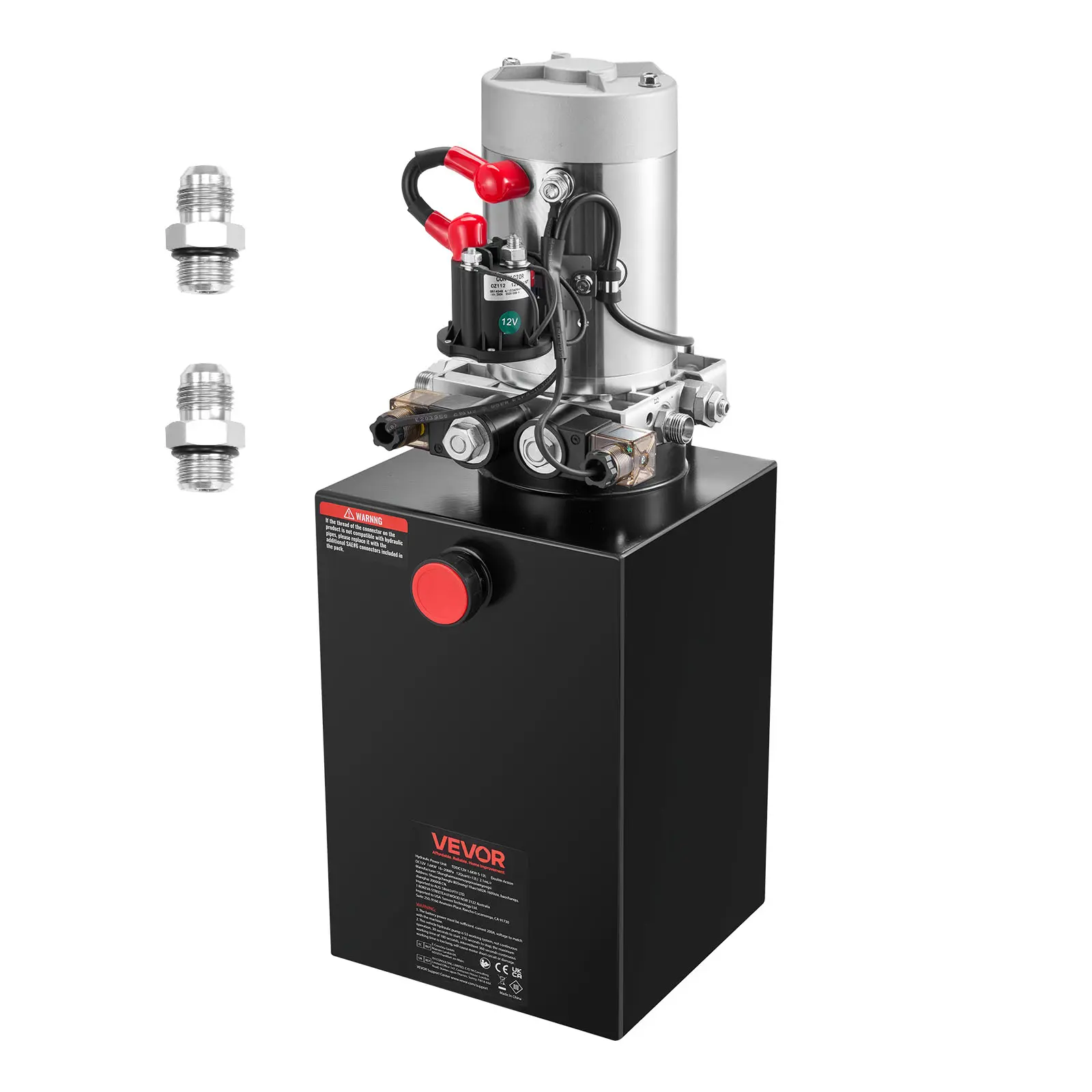 【summerfinds】VEVOR 12 Quart Hydraulic Power Unit, Double Acting Dump Trailer Pump, 3200 PSI Max Relief Pressure & 0.91 GPM Flow Rate, DC 12V Hydraulic Pump with Metal Reservoir for Dump Trailer Car Lifting