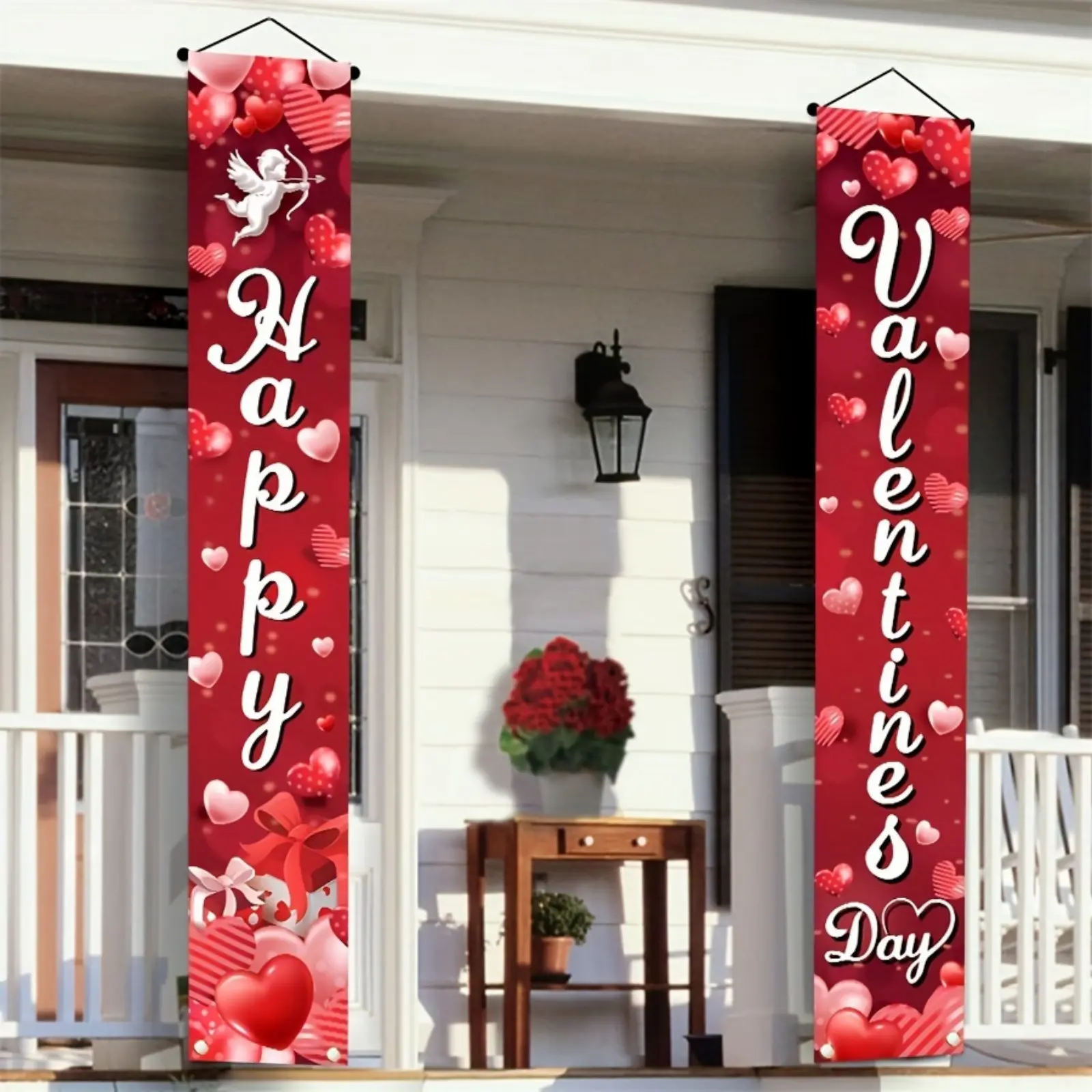 Valentine's Day Decoration Couple Banner, Polyester Fiber, Porch Decor, Indoor Outdoor Wall Decor, Durable Multifunctional