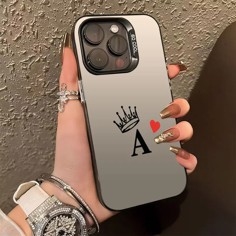 Crown Letter A Heart Phone Case， Minimalist Aesthetic Style for iPhone 17 16 15 14 13 12 11 Plus Pro Max， Exquisite Birthday Gift.