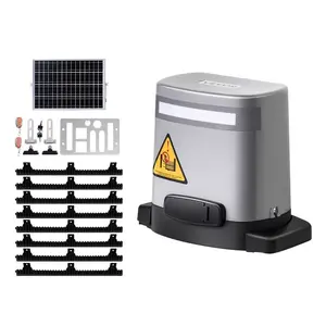 VEVOR Solar Sliding Gate Opener, 280W Electric Gate Opener for Doors up to 65.6ft 1799lbs, Gear Track Rolling Fence Door Motor with Infrared Sensor 2 Remote Controls, Driveway Gates Opening System