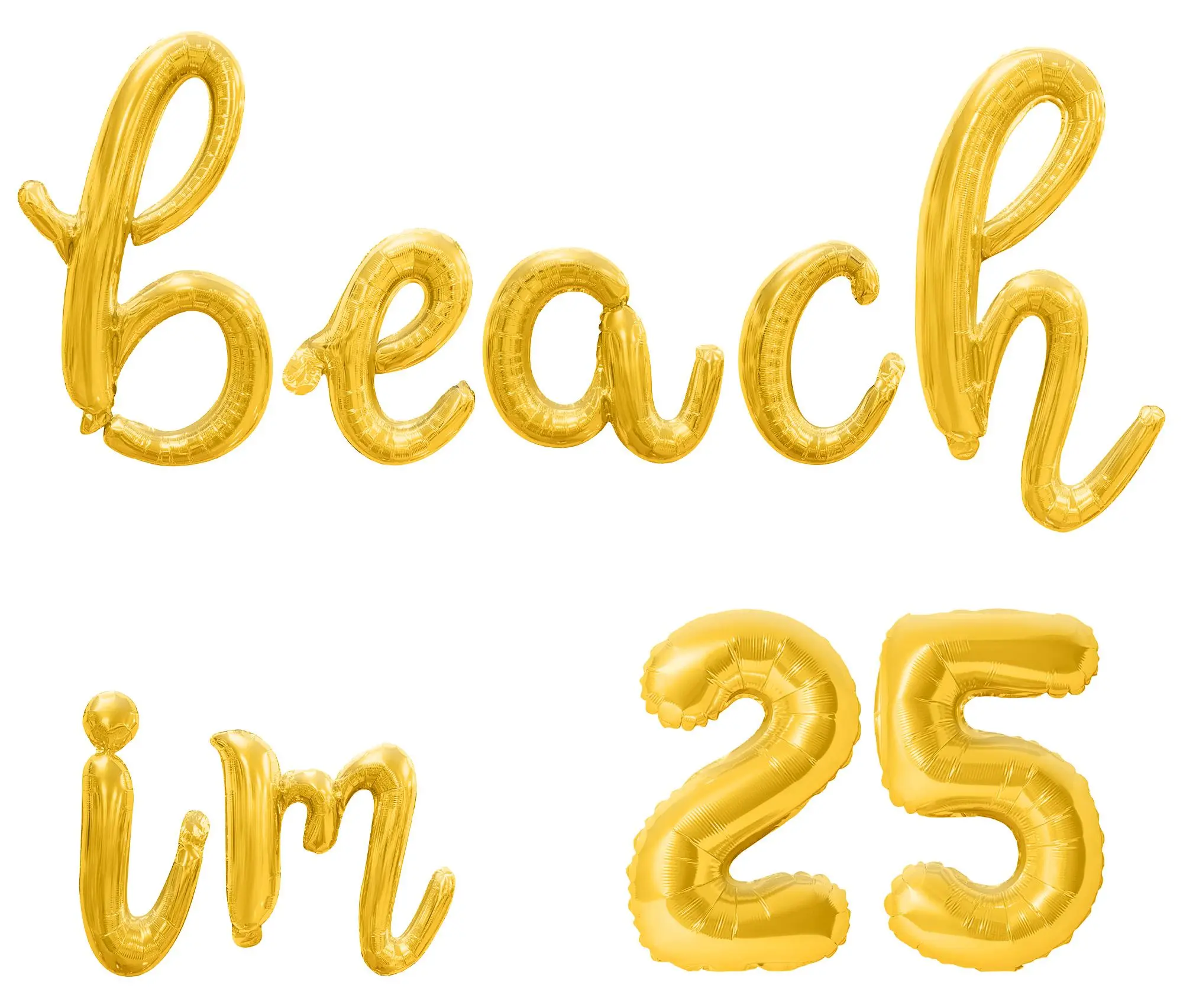 Cursive Script Letter Balloons - BEACH IM 25 16" Inch Alphabet Letters Foil Mylar Balloon 25th Birthday Party Banner