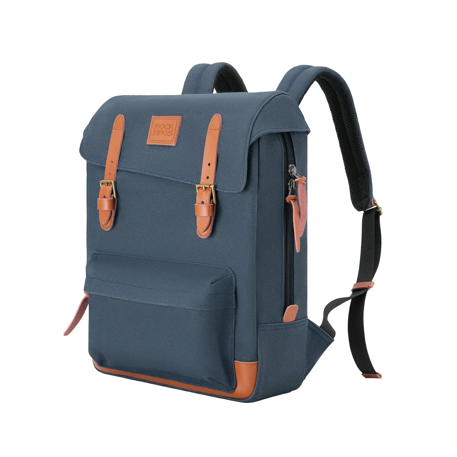 ROCKBROS Fashion Vintage Folding Bike Backpack - Dual Use Backpack & Folding Bike Front Bag - 8.3L Capacity - Fits 14" Laptop - Retro-Modern Aesthetic - Compatible with Bikes with Pig Nose Mounts