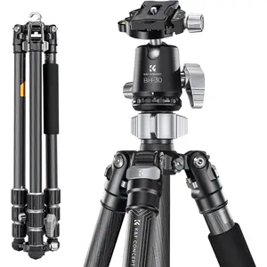 K&F CONCEPT X-Series 68" Carbon Fiber Camera Tripod,Professional Photography Tripod with 30mm Metal Ball Head Load Capacity 26.4lbs for Indoor Outdoor Use X254C4+BH-30