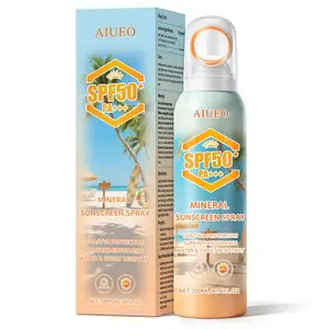 QIUFSSE Mineral Sunscreen Spray SPF 50+, 360° Circular Ring Nozzle for Full Body Coverage, Waterproof & Non-sticky Sun Protection, No White Cast, 6.76 Fl.Oz