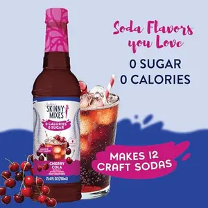 Jordan's Skinny Mixes Sugar Free Syrup, Cherry Cola Flavor, Fruit Flavored Water Enhancer, Drink Mix for Iced Tea, Lemonade, Drinks, Low Calorie Water Flavoring, Dairy & Gluten Free Kosher, 25.4 Fl Oz