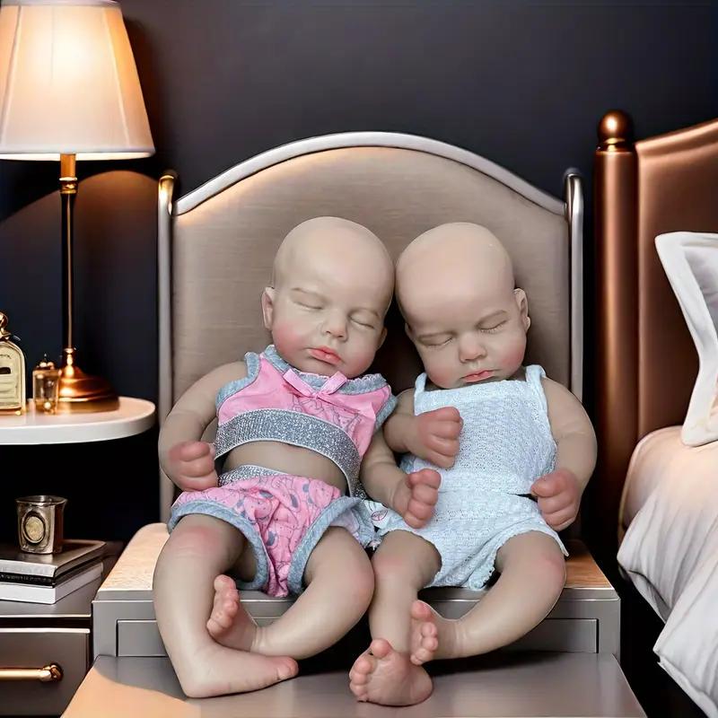 1 Pcs 13 Inch Dark Skin Full Body Solid Silicone Reborn Boy And Girl Doll Painted Bald Hand-Painted Skin Soft Touch Feeling Waterproof Newborn Doll Toys for Girl/Collector