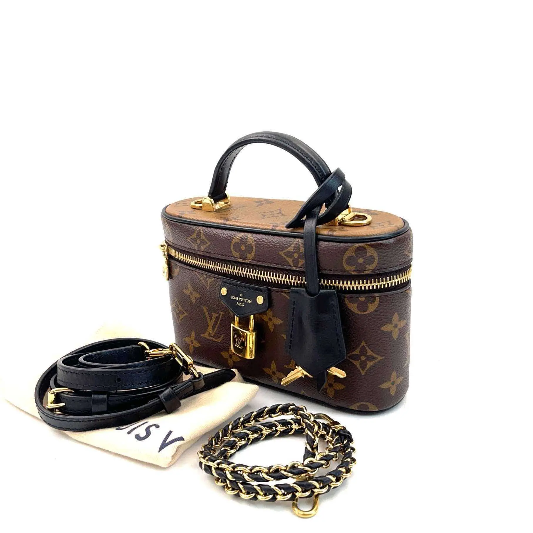 Pre-owned Louis Vuitton Cavnas Crossbody Bags Reverse Monogram Vanity Chain Pouch JZ00216 Yongzhen