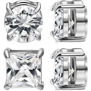 Stainless Steel Stud Earrings for Men Women Non Piercing Clip on CZ Earrings with Quality Craftsmanship and Fashion Elements`