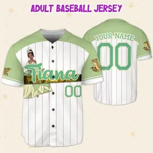 Custom   Princess Tiana Princess and the Frog  Custom  s      3D   Baseball Jersey Outfits Cute Gifts For Fans