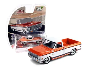 Greenlight 1972 Chevy C-10 Short Bed Custom – Orange with White Two-Tone - 1:64 Scale Model Car Hot Wheels Alternative