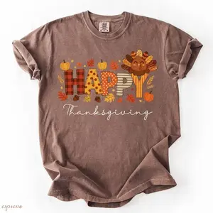 Comfort Colors Happy Thanksgiving T-shirt, Cute Turkey Shirt, Thanksgiving Outfits, Thankful Shirt, Thanksgiving Gift, Pumpkin Season