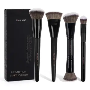 Professional Makeup Brush Set, Synthetic Makeup Brushes, 4 Counts Brush for Foundation, Loose Powder, Contour, Highlighter, Concealer, Professional Makeup Tools for Women & Girls