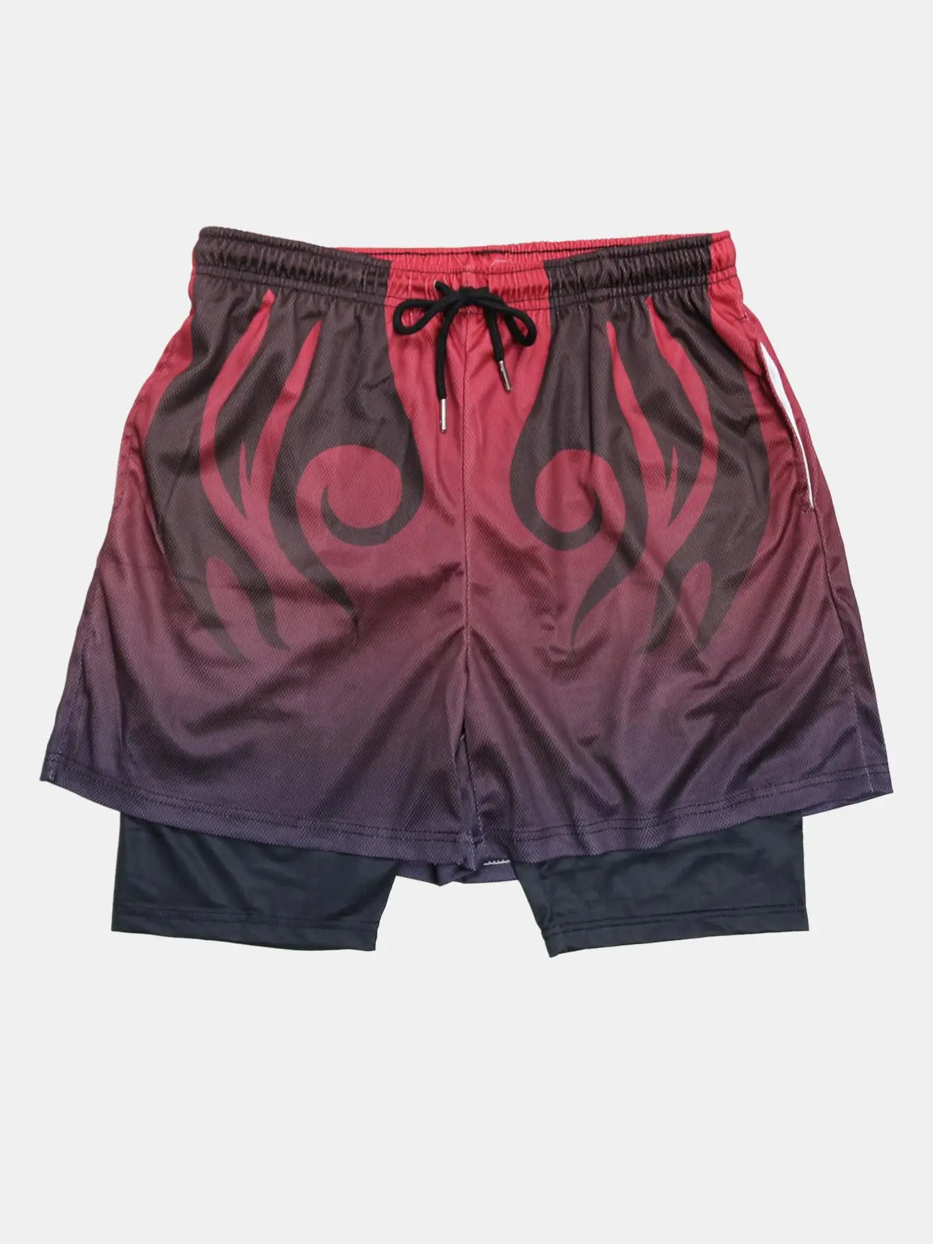 Men's 2 In 1 Colorblock Graphic Drawstring Waist Shorts Summer Clothes, Casual Sporty Regular FitElastic Waist Track Shorts for Daily Outdoor Streetwe