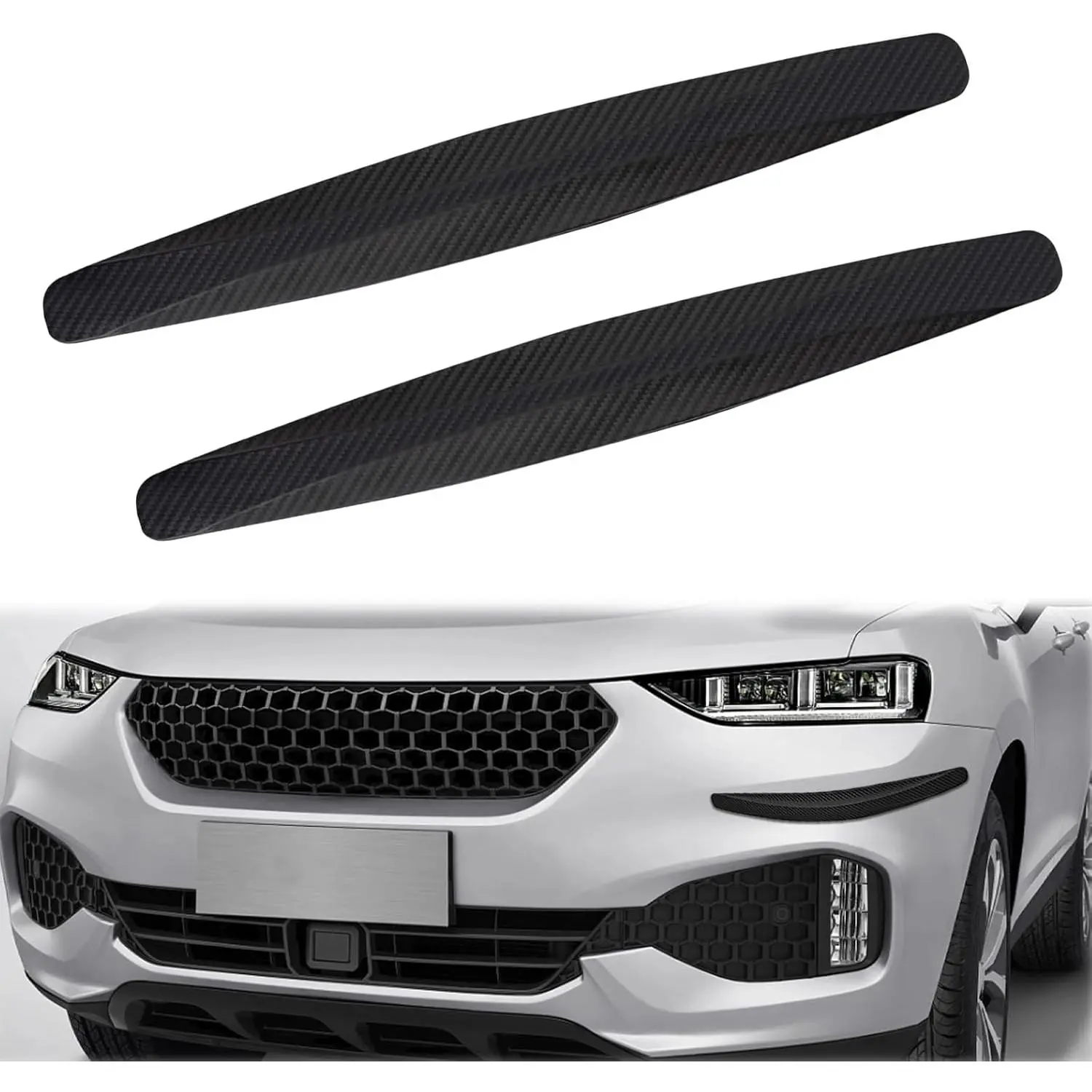 2-Pack PVC Black Car Bumper Guard Strips - Corrosion-Resistant, Double-Sided Anti-Scratch Chrome Trim for Cars, SUVs, Vehicles