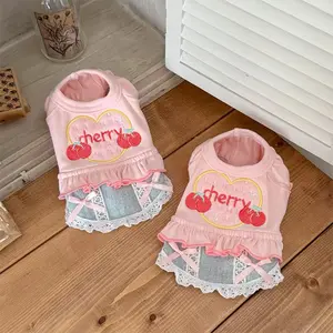 2026 new spring and summer denim skirt dog clothes small dog pet than bear cat puppy thin vest