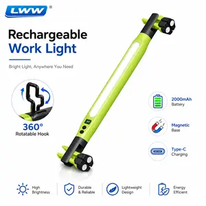 LWW 2026 New Magnetic Under Hood LED Work Light COB Rechargeable Bar with USB Cable Foldable Hook for Mechanics Car Repair Garage Lighting Accessory