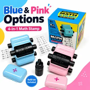 Kids math roller stamps, reusable, with addition, subtraction, multiplication, and division problems, educational math toy, suitable for toddlers and school-aged children