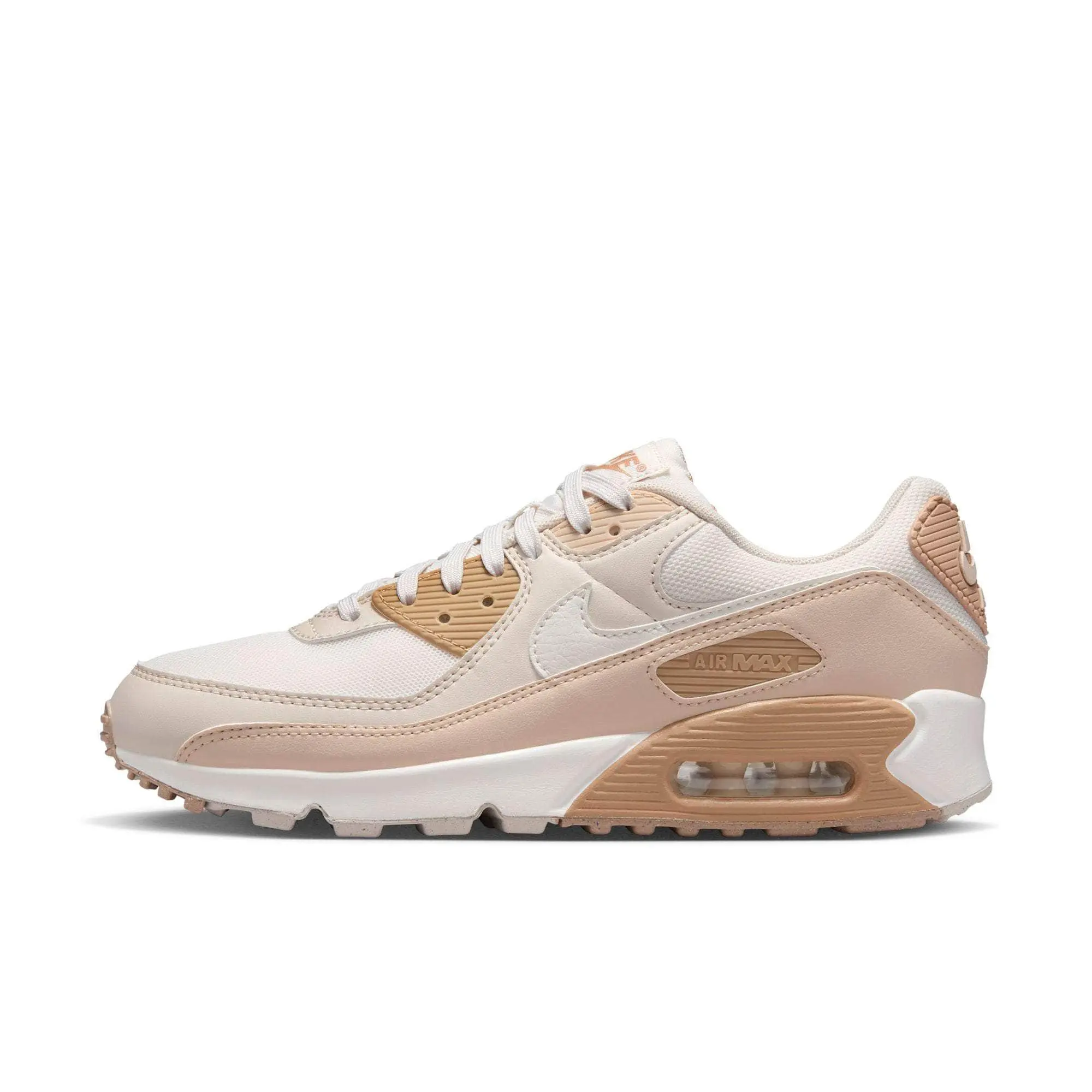 NIKE Air Max 90 Women's Sneaker in Phantom Light Orewood Brown, a Casual Low Top Trainer with Max Air Cushioning and Rubber Waffle Outsole, Shoe, Footwear, Running, Walking Shoes, Sports Shoes