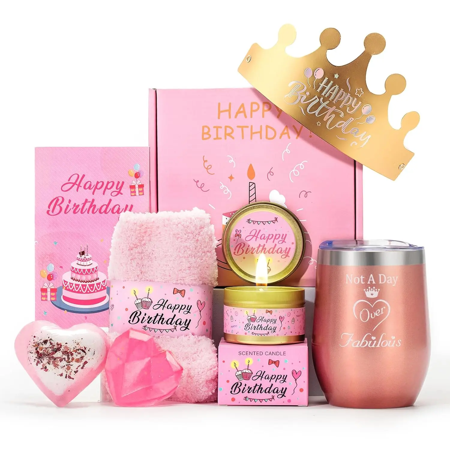 Birthday Gifts for Women Pink Gift Basket Friendship Gift Relaxing Set Best Friend Unique Gift Ideas for Women Gift Box for Sister Birthday Presents mini