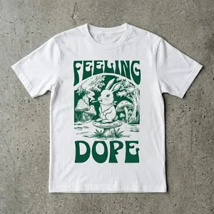 [Made in US] Feeling Dope Bunny Vintage T-Shirt Sweatshirt Hoodie, 420 W33d Shirt, Funny We3d Easter Bunny Mushroom Shirt Gift Stoner Animals Stoned