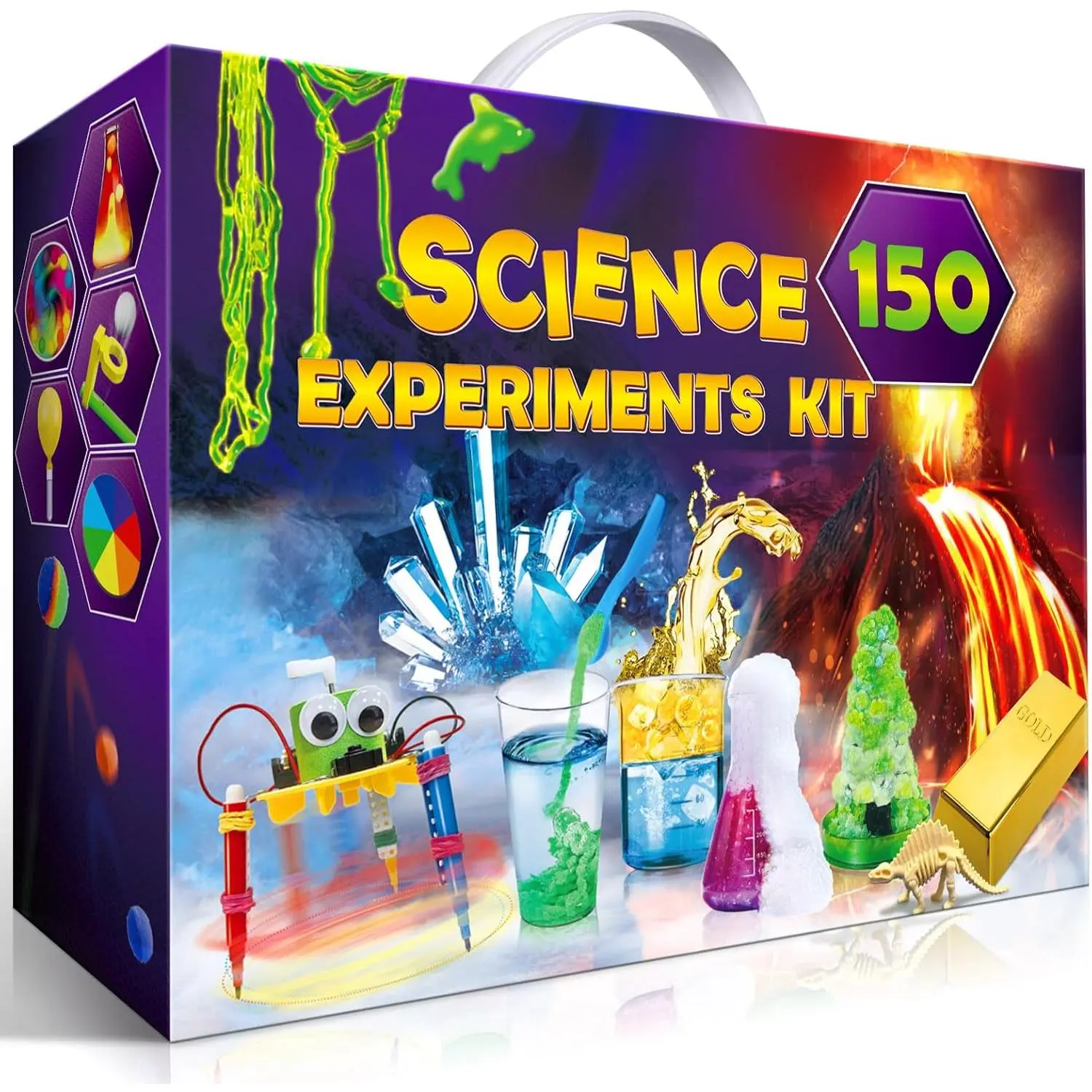 150-Experiment STEM Educational Science Kit for Kids with Safety Goggles, Learning Project Toy, Volcano & Chemistry Lab Tools, Birthday Gift Ideas for Boys & Girls