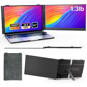 Laptop Screen Extender - Ultra-Thin 1.3lbs 14" FHD IPS  Portable  Extension for Laptop, Attachment Plug & Play for 13-17" Laptops, Second Extra Travel Display for Windows//Android