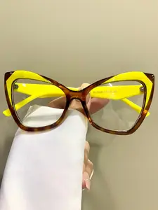 Cat Eye Glasses Colorblock Fashion Personalized Trendy Unisex, PC Frame Casual Style All Seasons, Decorative Eyewear Stylish Trendy Eyewear