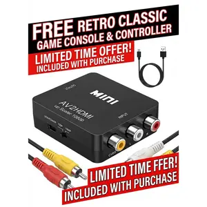 Ultimate HDMI-to-AV Adapter Set + High-Speed HDMI Cable - Party Gift [Special Bundle] Includes a free retro 8-bit mini game console (with over 620 games and two controllers), a compact washer-dryer combo set, and a dual-head instant-heat shower head