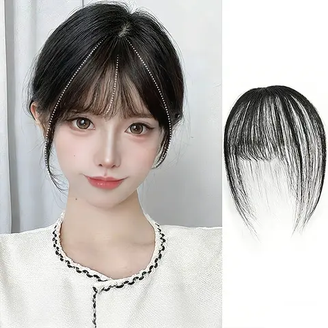 Easily cope with various occasioFull Human Hair 3D Air Bangs Topper for Women – French Fringe Style, Natural Hairline, Lightweight & Seamless. Covers Gray Hair & Adds Volume at Crown.ns Hair Extensions, Crown Volume Boost