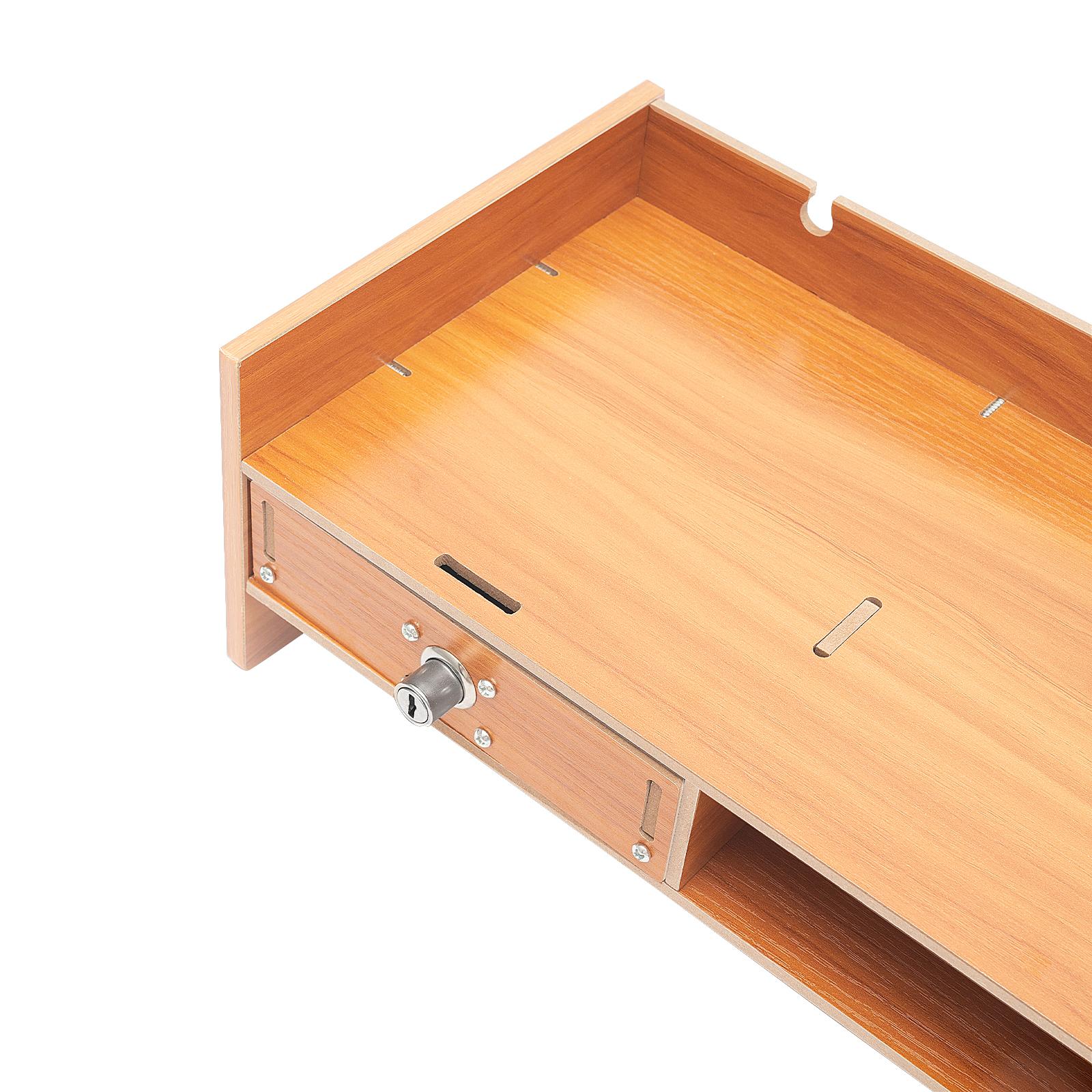 3-Drawer Computer Monitor Stand with Lockable Drawer & Side Cabinet, Wooden Desktop Organizer Riser with Phone Holder & Keyboard Storage, Ergonomic Eye Level Lift for Home Office Desk 3-Drawer Computer Monitor Stand with Lockable Drawer & Side Cabinet, Wooden Desktop Organizer Riser with Phone Holder & Keyboard Storage, Ergonomic Eye Level Lift for Home Office Desk