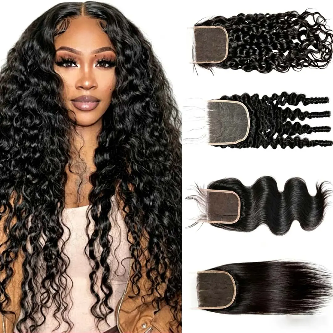 Burmese Curly Closure Various wig curl patterns Human Hair 4x4/5x5 HD Transparent Lace Closure 100% Unprocessed  15A Grade Raw Virgin Hair Burmese Curly Human Hair with Spiral Curls Pre Plucked With Baby Hair Natural Black Color