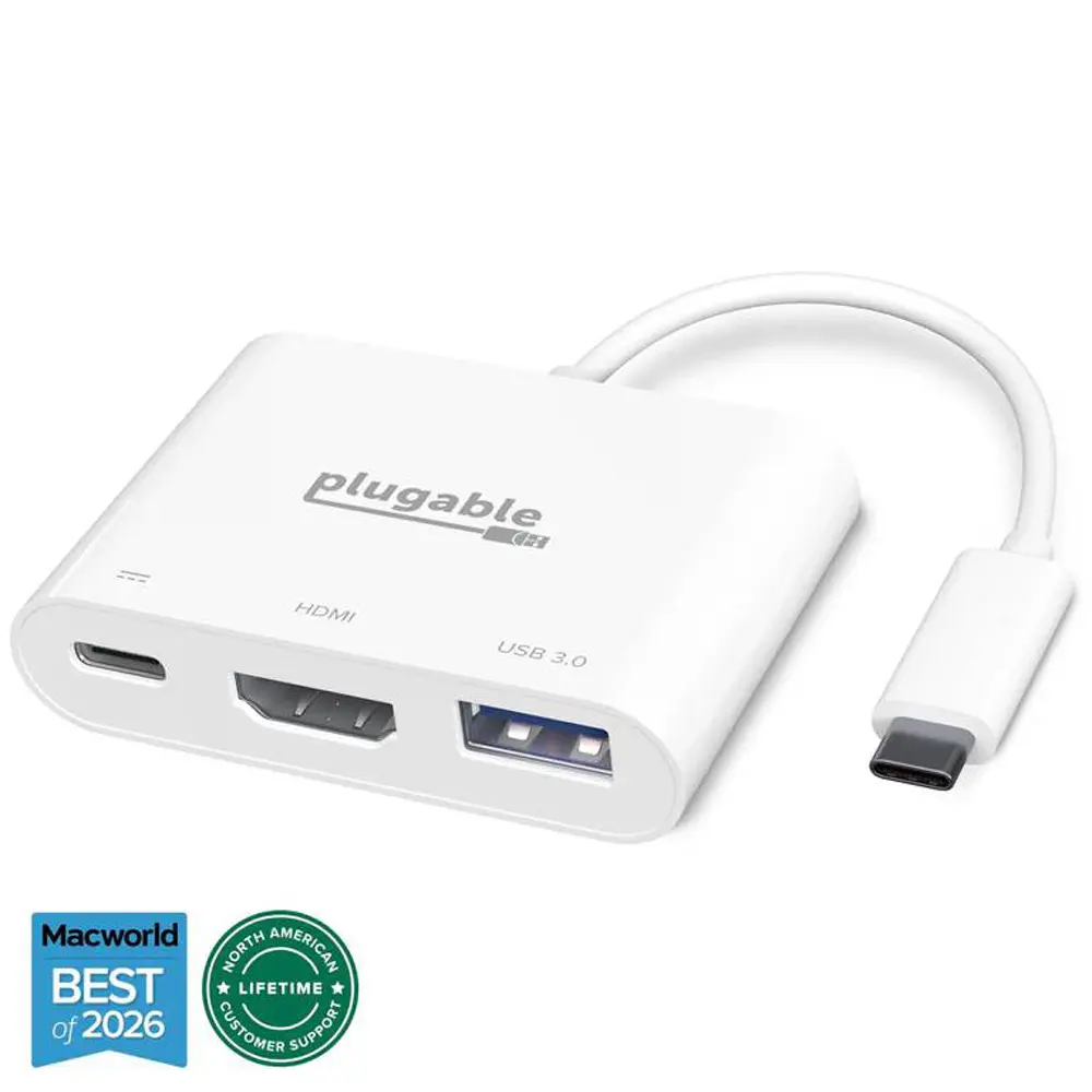 Plugable USBC-MD103 USB-C Multiport Single Adapter with HDMI+USB-A, Plug-and-Play Functionality for Phones & Electronics Audio-Video Accessories