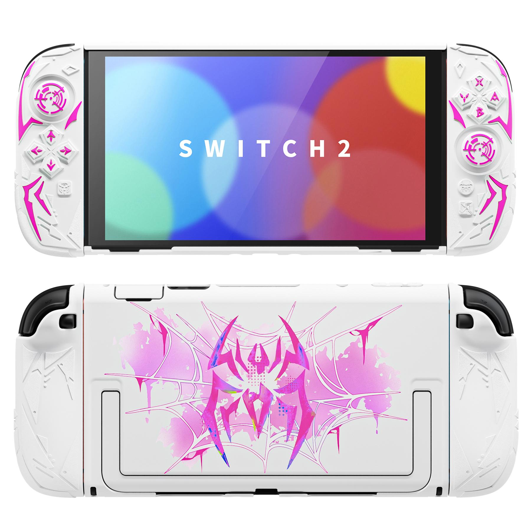 PlayVital [for Nintendo Switch 2(2025 version) ] Cyber Spider & Stellar Mecha Protective Case, Ergonomic Anti-slip Silicone Grip Covers, Dockable Hard Case Shell for Switch 2 with Joystick Cap - Black
