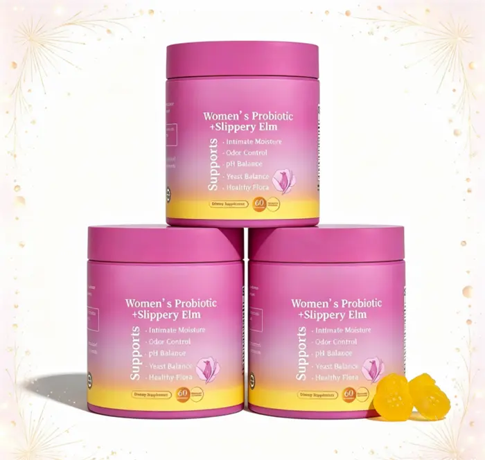 Her Juicy  Feminine Probiotics Gummies- All in One Solution with Slippery Elm and Prebiotics&Lactobacillus Probiotic Blend for Women’s pH Balance and Dryness - Hawaiian Pineapple Gummies 60 Count women supplements
