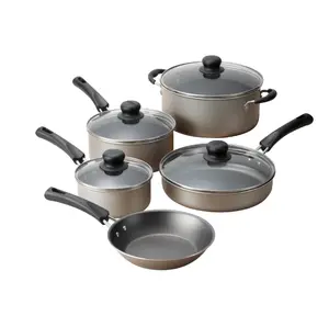 Champagne 9-Piece Non-Stick Cookware Set - High-Quality Non-Stick Cookingware for Versatile Cooking